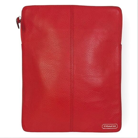 COACH RED GENUINE LEATHER TABLET HOLDER CASE - Picture 1 of 6